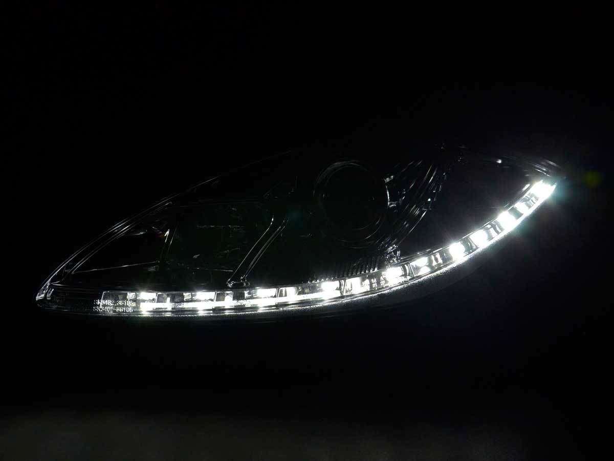 Scheinwerfer Set Daylight LED Tagfahrlicht Seat Leon 1P 09- chrom Scheinwerfer Set Daylight LED Tagfahrlicht Seat Leon 1P 09- chrom